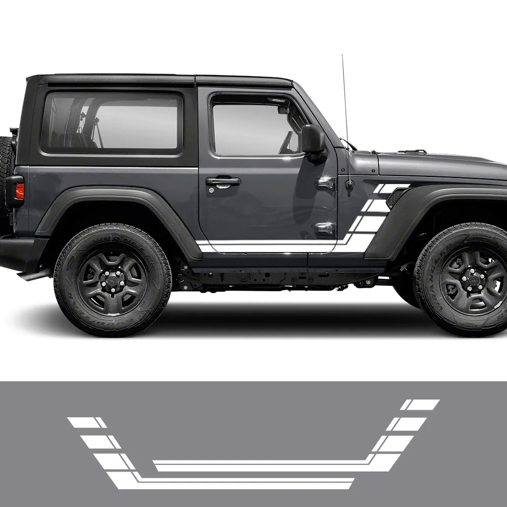 For Jeep Wrangler JK JL CJ RUBICON 4x4 2PCS Car Side Door Stickers Styling Vinyl Film Decals Decoration Tuning Auto Accessories