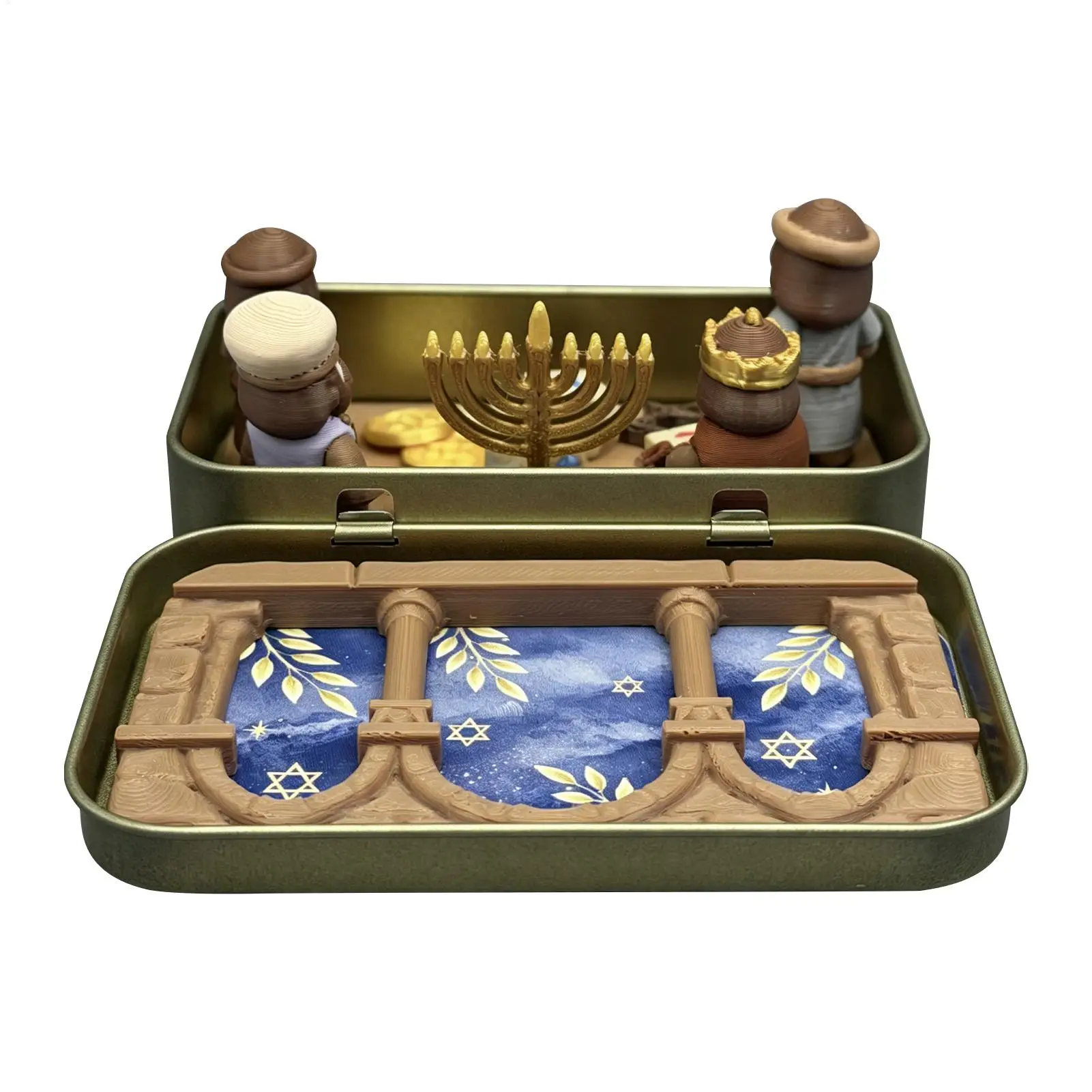 Miniature Hanukkah Menorah Diorama 3D Miniature Pocket Portable Model Hanukkah Keepsake Boxes for Holiday Birthday Party Offices
