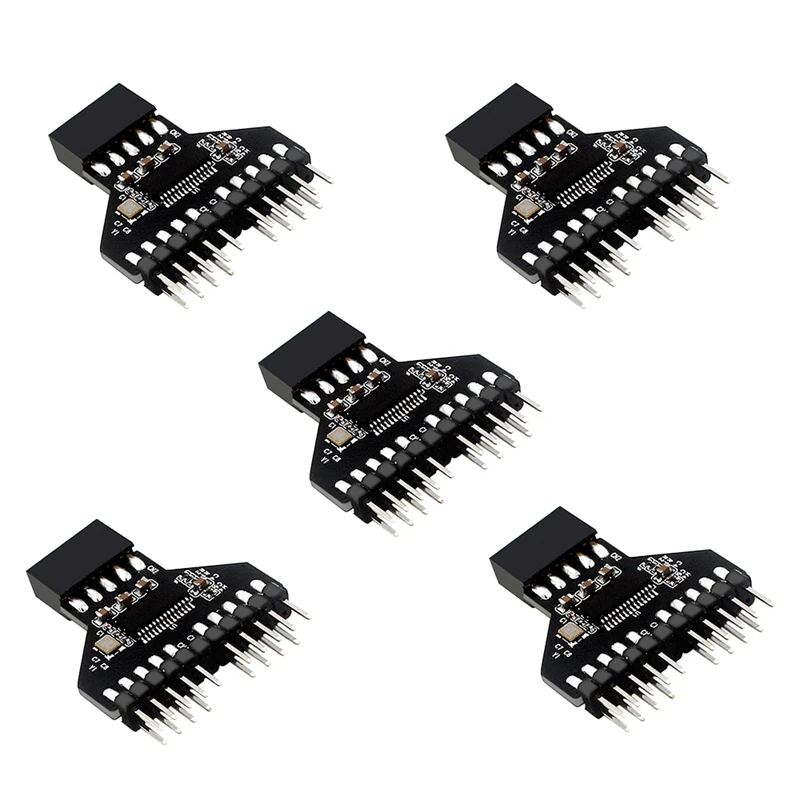 การ์ดขยายเมนบอร์ด USB2.0การ์ด5ชิ้น9PIN กับโคมไฟ RGB ระบายความร้อนด้วยน้ำ9-pin แบบคู่พร้อมการวัดความเร็วพัดลม9-pin