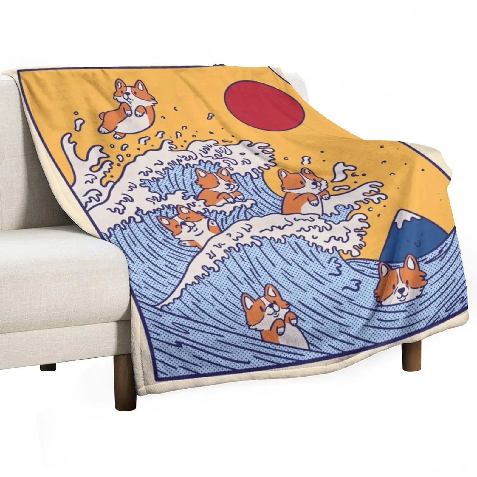 

The great wave of Corgis - Cute Corgi Puppies Throw Blanket warm winter Quilt Blankets