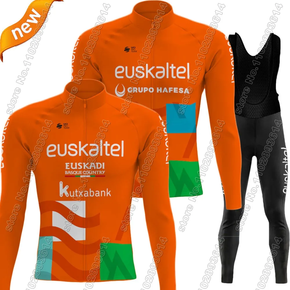 New Euskaltel Euskadi Team 2024 Cycling Jersey Set Summer Mens Long Sleeve Clothing Suit MTB Bike Road Pants Bib Ropa Ciclismo