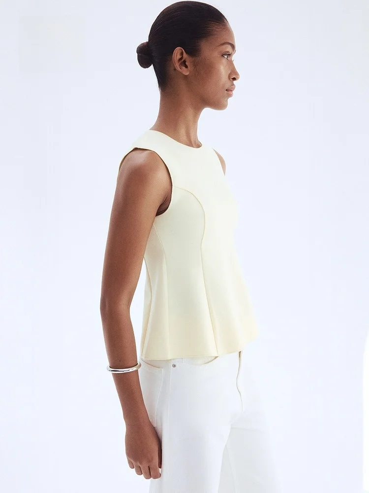 H&M 여성용 양면 패브릭 스커트 조끼 여름 신착 29580 Elastic Waisand 폴리에스테르 블렌드 편안한 핏