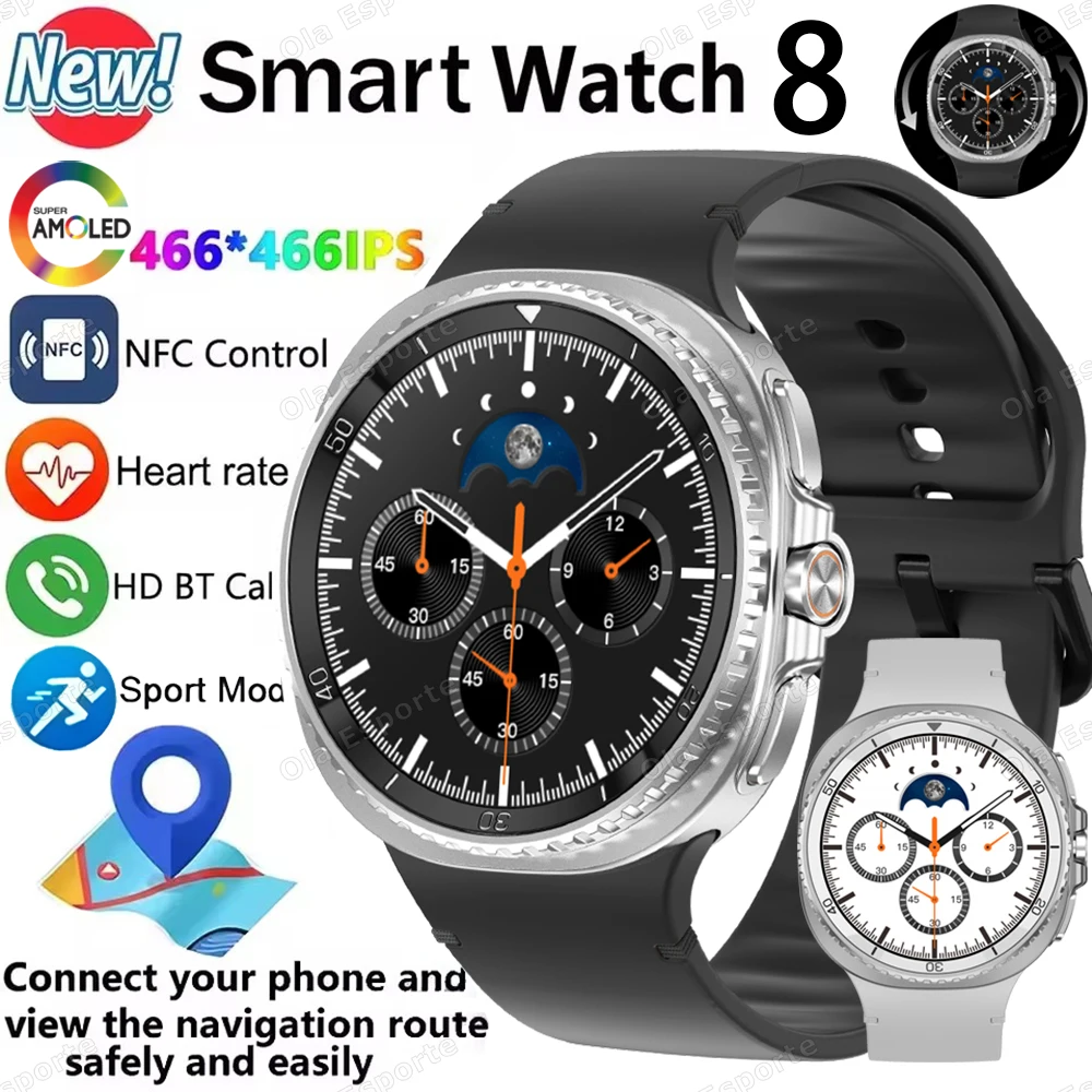 

Новые часы с 8 вращающимся циферблатом Смарт-часы для мужчин и женщин GPS NFC IP68 Водонепроницаемые 100+ спортивных режимов Часы AMOELD HD Screen SmartWatch 2025
