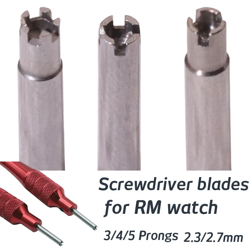 

Сменные насадки для отверток из нержавеющей стали для часов Richard Mille, 2.3мм, 2.7мм, 3, 4, 5-зубчатые отвертки, инструменты для ремонта