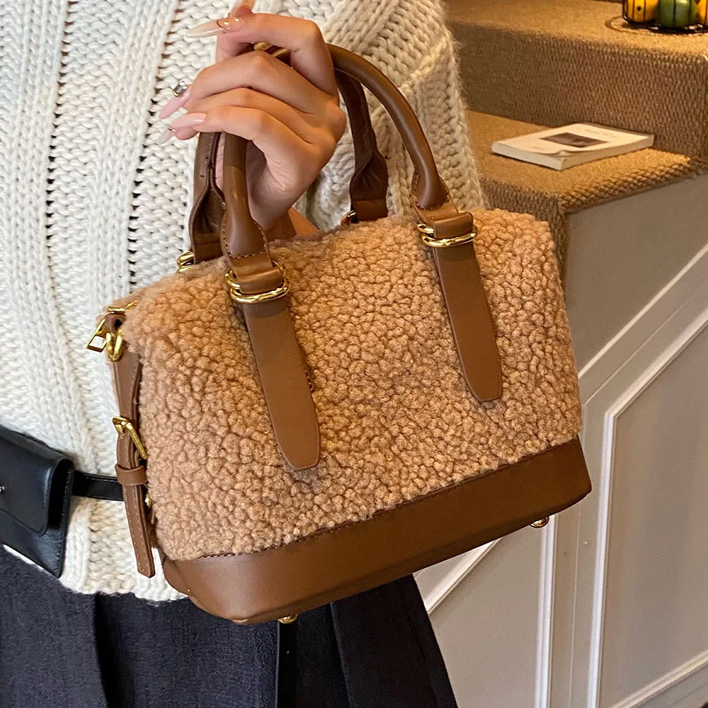 

Осенне-зимние сумки из овечьей шерсти в стиле пэчворк, женские винтажные универсальные сумки на одно плечо, универсальная сумка через плечо для поездок на работу