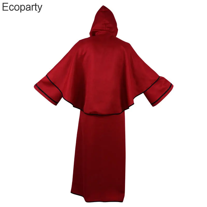 New Halloween Medieval Witch Friar Cosplay Costume Robe For Woman Man Solid Hood Cloak Suit Ancient Pagan Wizard Role Clothing