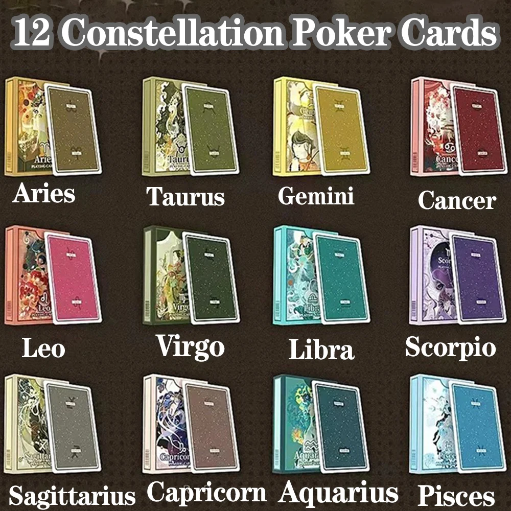 

12 Constellations Playing Card 55PCS Big numbers Poker Set Frosted DIY Paper Poker for Divination/Constellation Enthusiasts ﻿
