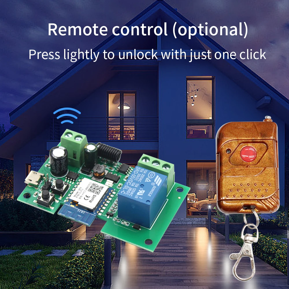 Tuya WIFI Smart Switch Garage Gate Electric Door Access Switch DC/AV 7V-32V 1Channel Pulse Relay Module RF433 App Remote Control