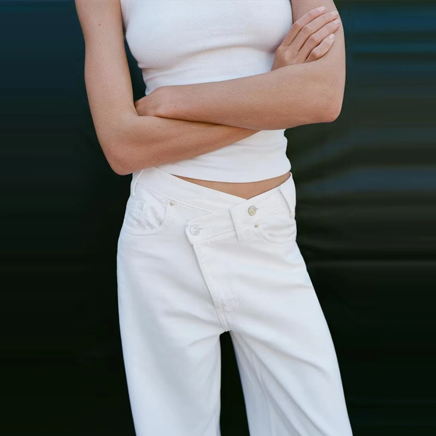 

High Waist Wide Leg Zipper Jeans Women's Sle Double Breasted Casual Summer New Arrival Z Brand Adult Loose Fit Trousers