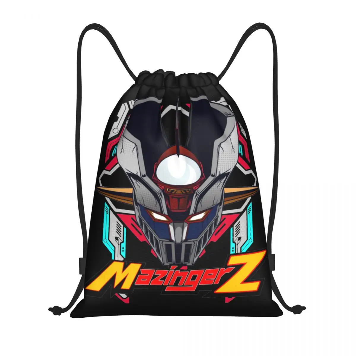 Mazinger Z Neon Drawstring Mochila Esportiva, Gym Sackpack, Japão Cartoon Robot String Bag para Viajar