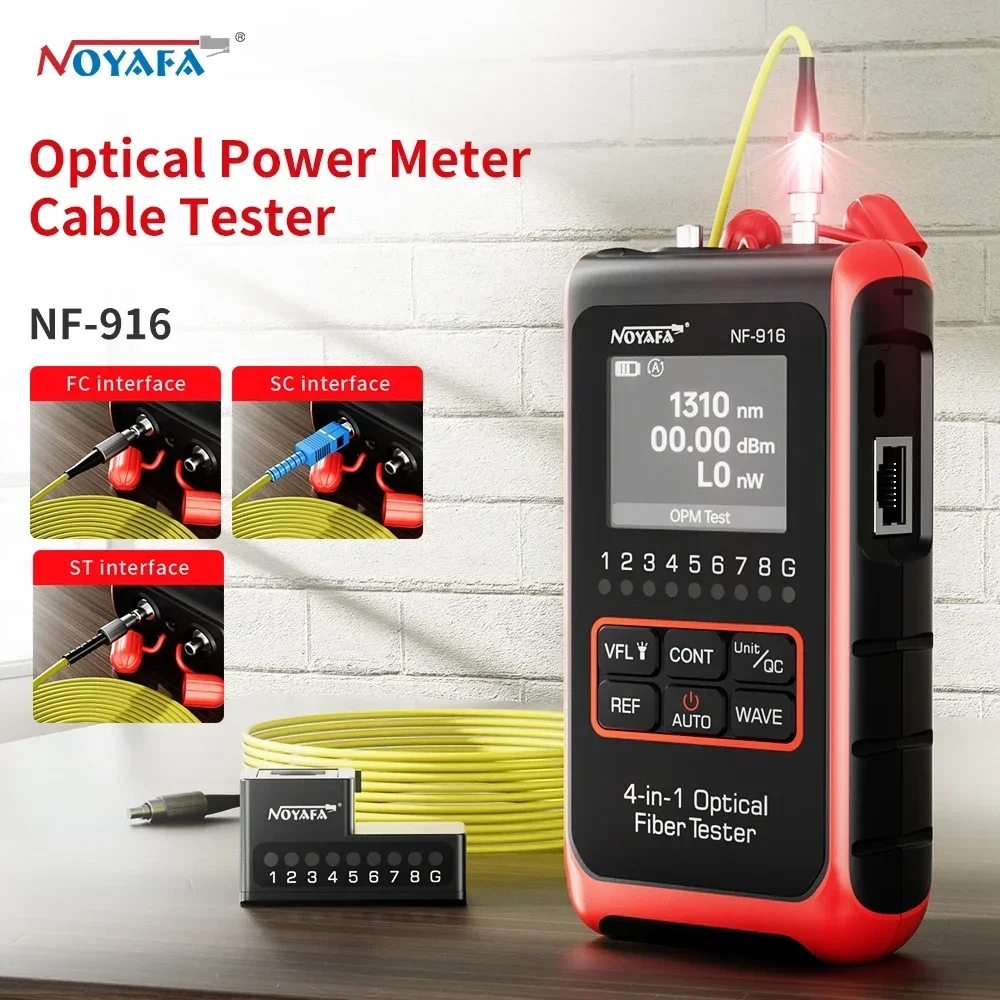 Noyafa NF-916 Fiber Optical Power Meter VFL REF FC SC ST Visual Fault Locator LCD Display Fiber Optic Cable Tester Network Tools