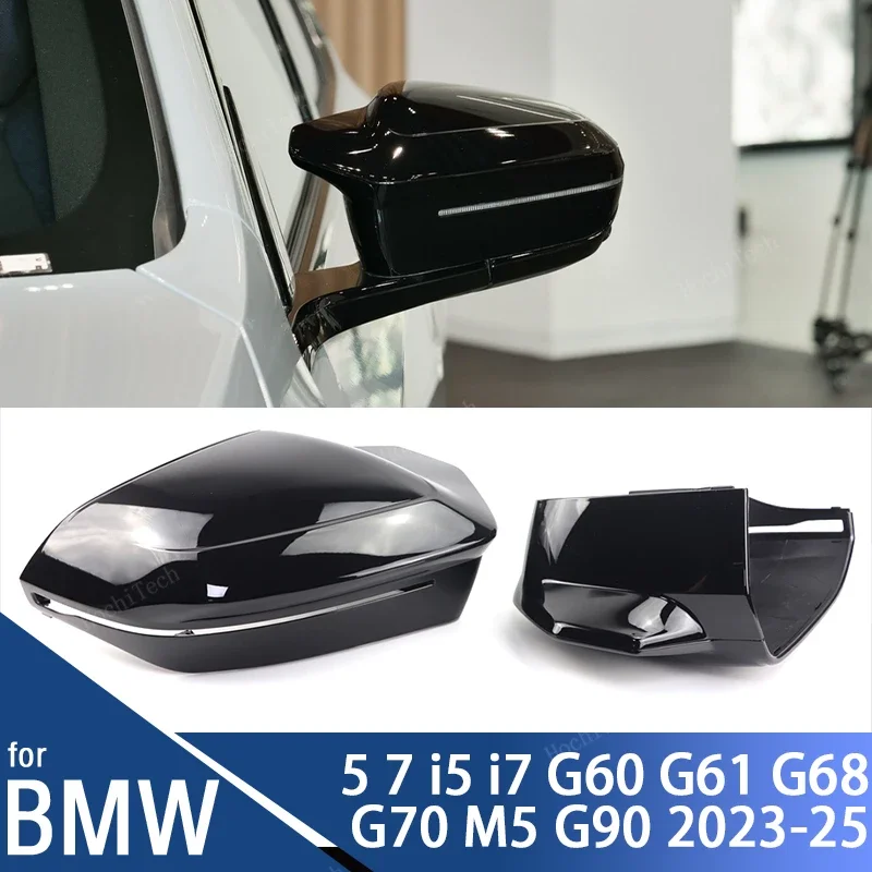 Mirror Cover M Style Side Rearview Mirror Cover Cap Trim For BMW 5 7 I5 I7 Series G60 G61 G68 G70 M5 G90 Left Hand Drive 2023-up