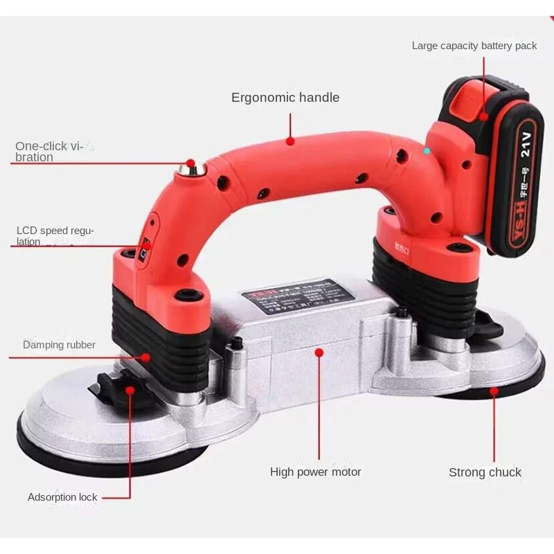 NEW 180W 400KG 6 Speeds Tiling Tiles Machine Tiles Vibrator Adjustable Automatic Floor Vibrator Leveling With Battery 180-180mm
