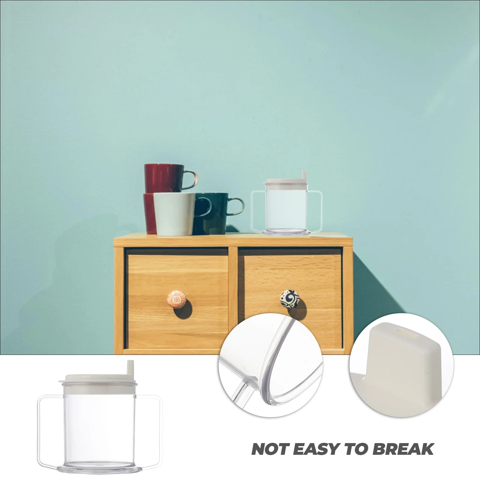 

Leak-Proof Duckbill Cup for Adults Kids Double Handle Plastic Drink Cup Kitchen Coffee Mugs Stable Base Home Office Restaurant