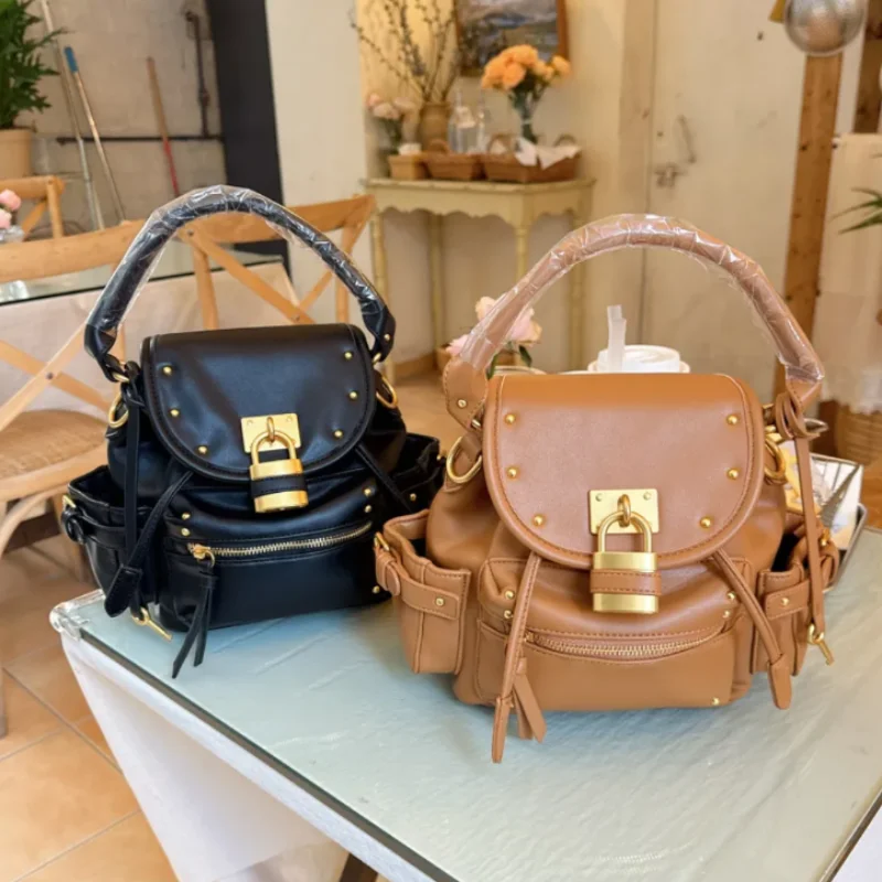 

Fashionable Handbag Luxury Brand Designs Shoulder Bag Retro Hardware Clasps Backpack Drawstring Flaps Commuter Bags Women's Bags