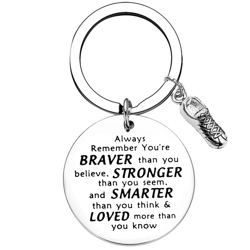 Runners Keychain You Are Braver Stronger Smarter Than You Think Keychain Running Student Graduation Gift