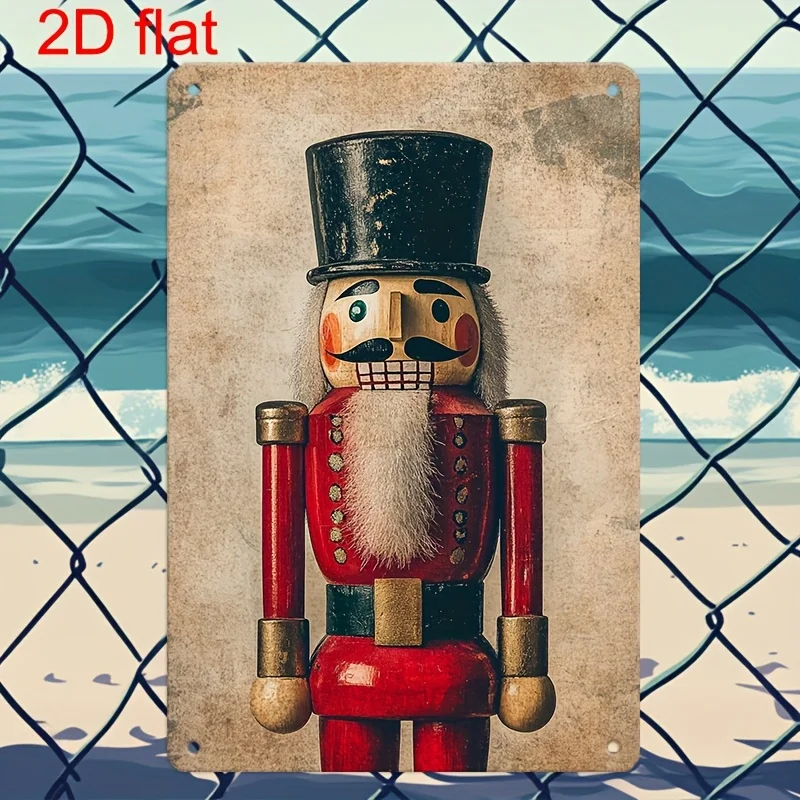 Vintage Nutcracker Metal Wall Sign -  Durable, Pre-Drilled, Easy-to-Hang Decor for Home, Office, Garden, and More Halloween, Chr