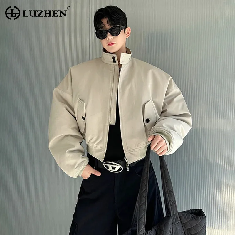 LUZHEN Cotton Silhouette Short Double Sided Wear Padded Jackets Unisex Elegant Handsome Simplicity High Quality Parkas LZ8296