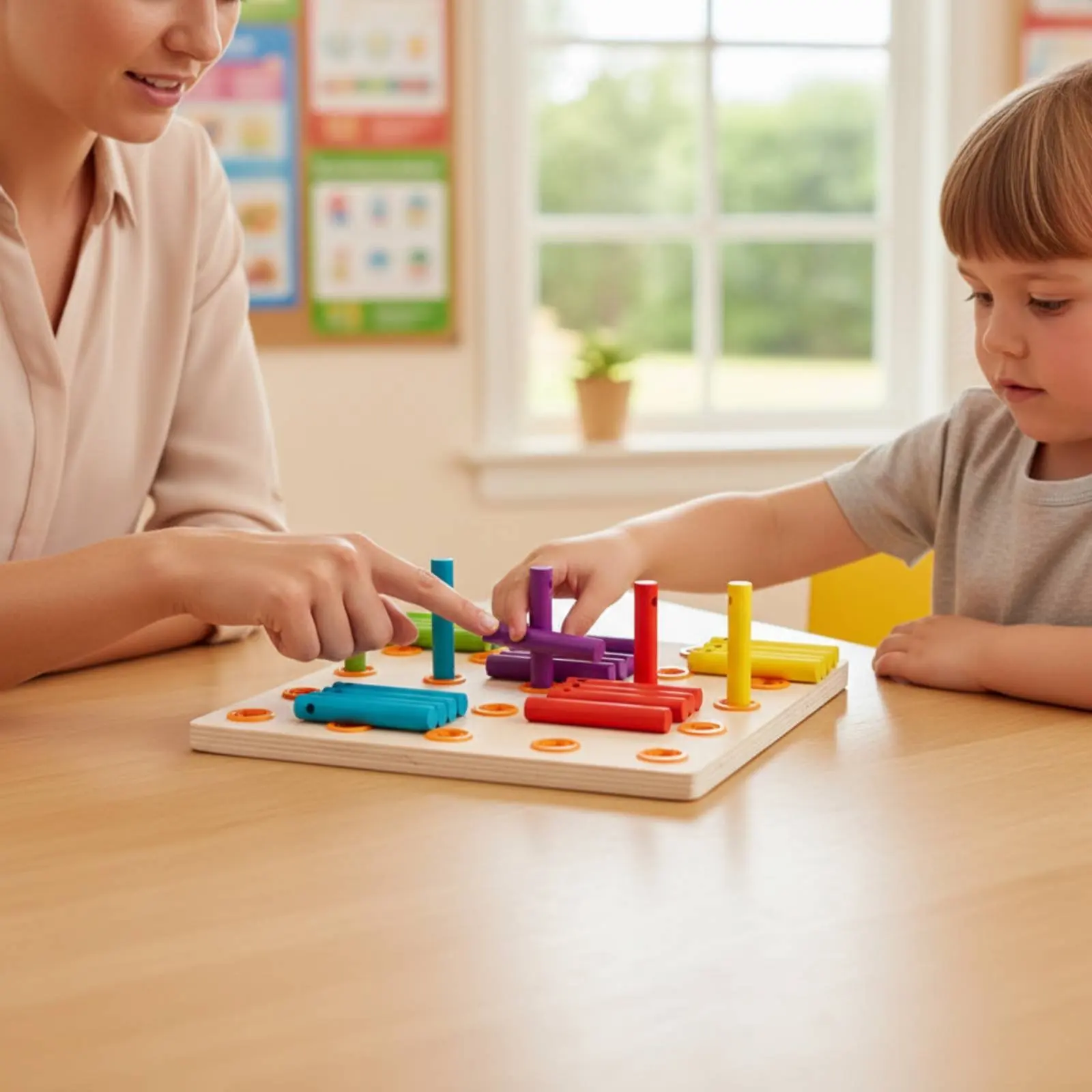 

Деревянная доска для нанизывания: развивающая логическое мышление и мелкую моторику, игрушка-головоломка для раннего STEAM-обучения детей