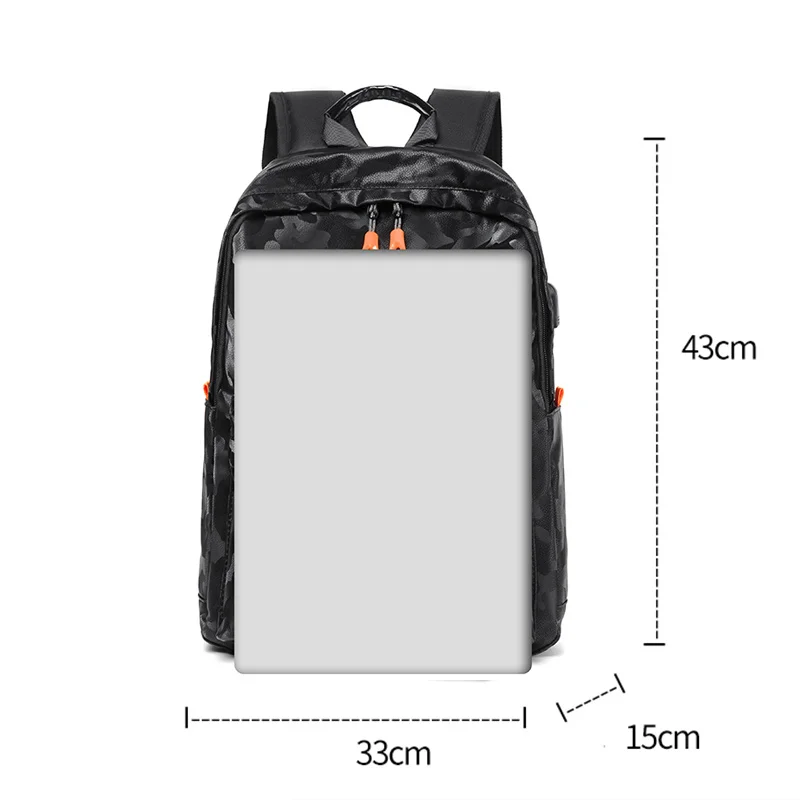 VC-Sac à dos décontracté simple pour homme, étanche et résistant à l'usure, sacs à dos pour ordinateur portable USB, sac de voyage léger CommPiedmont pour homme