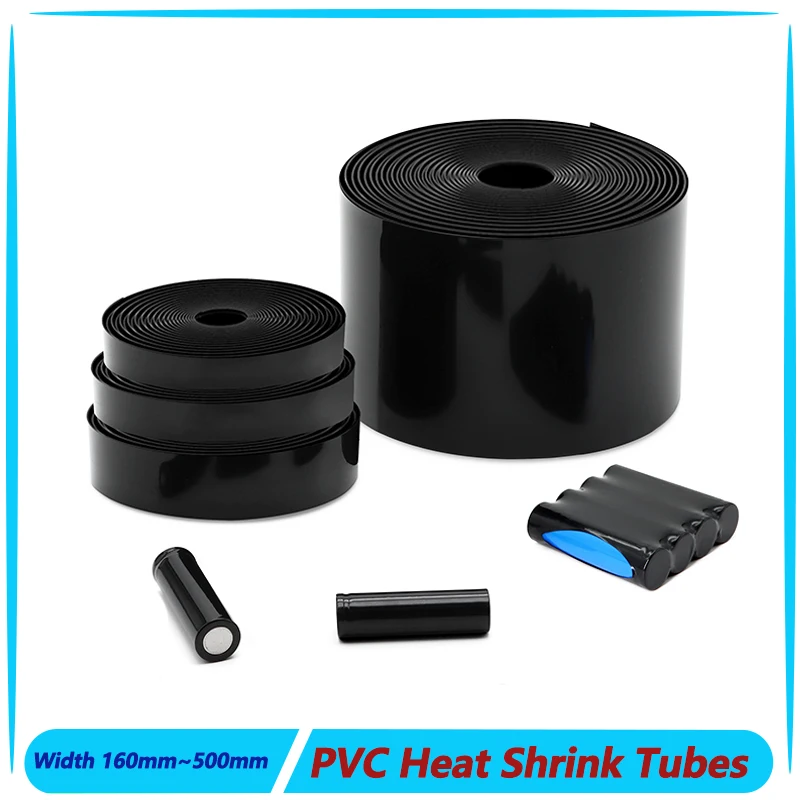 

Black PVC Heat Shrink Tube Dia 160mm ~ 500mm 18650 1~10m Lipo Battery Pack Insulated Cable Sleeve Protection Battery Film Wrap