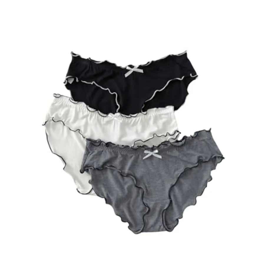 

Verdusa Women's 4pack Frill Trim Satin Underwear Briefs Panty Set