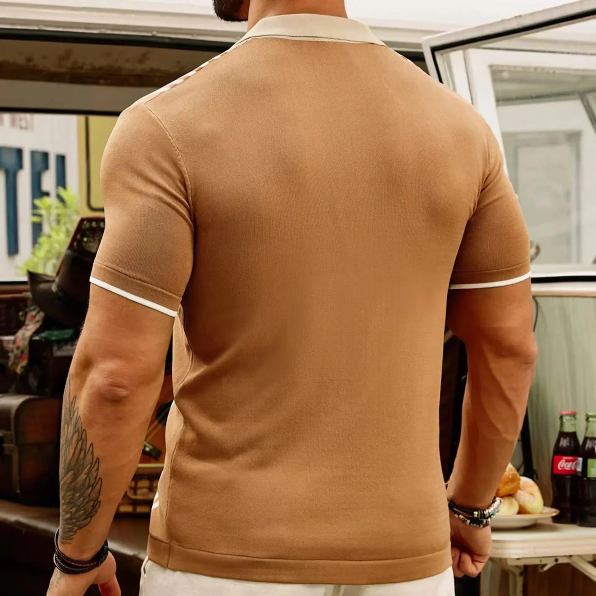 Summer New Ice Silk Men's Polo Shirt Men's Business Casual Polo Shirt T-shirt Men's Short-sleeved Knitwear Short-sleeved Tee Top