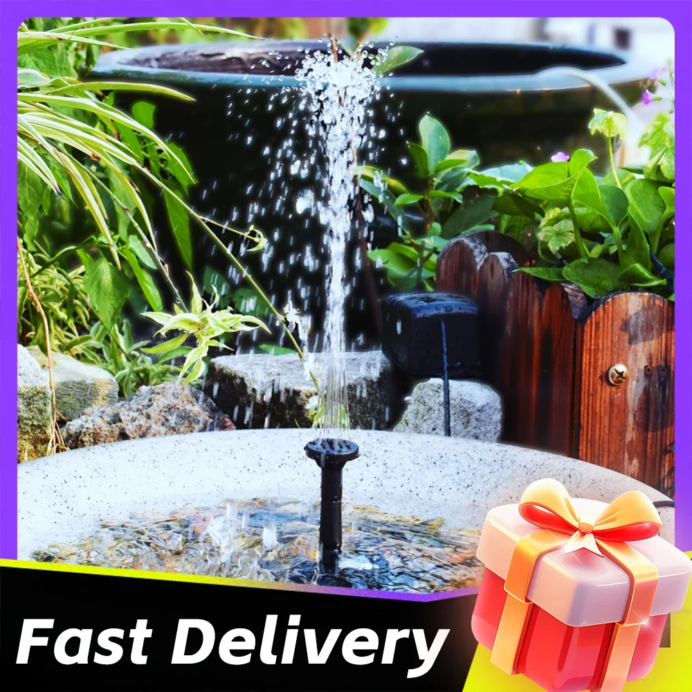 5W 1.5V Fountain Panel Pump Garden Decoration with Stake Solar Power Panel Water Pump Watering System 180L/h Kits for Fish Tank