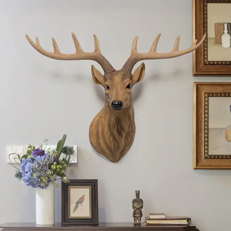 

Lucky Deer Head Wall Hanging Decoration, American Country, Restaurant Pendant, Entrance, Hallway, Aisle Background
