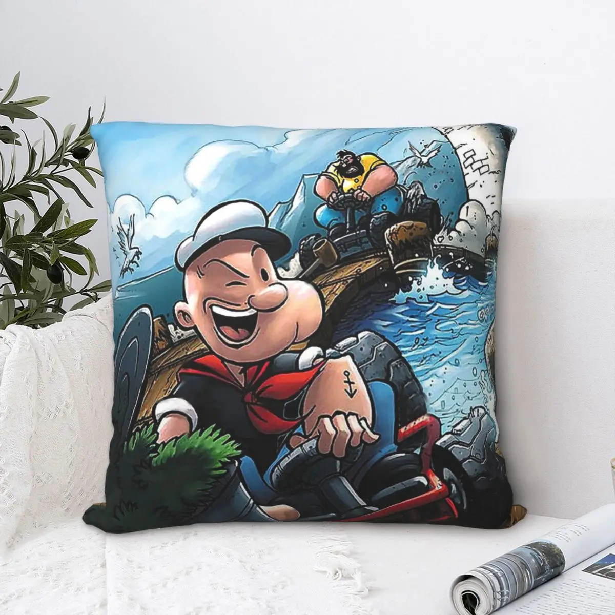 Cool Throw Pillow Case Popeye The Sailor Man Cartoon Cushion For Home Sofa Chair Decorative Hug Pillowcase