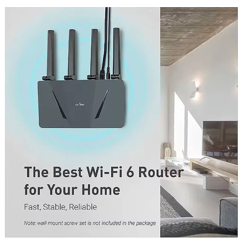 GL.iNet GL-AX1800(Flint) WiFi 6 Router -Dual Band Gigabit Wireless ,5 x 1G Ethernet Ports ,Amazing OpenVpn&WireGuard Speed