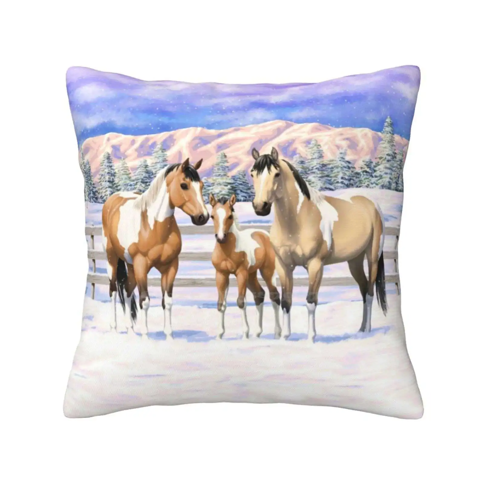 Pinto Dun Paint Quarter Horses In Snow Throw Cushion Pillow Cover Horse Paint Horse Quarter Horse Dun Horse Pinto Foal Paint