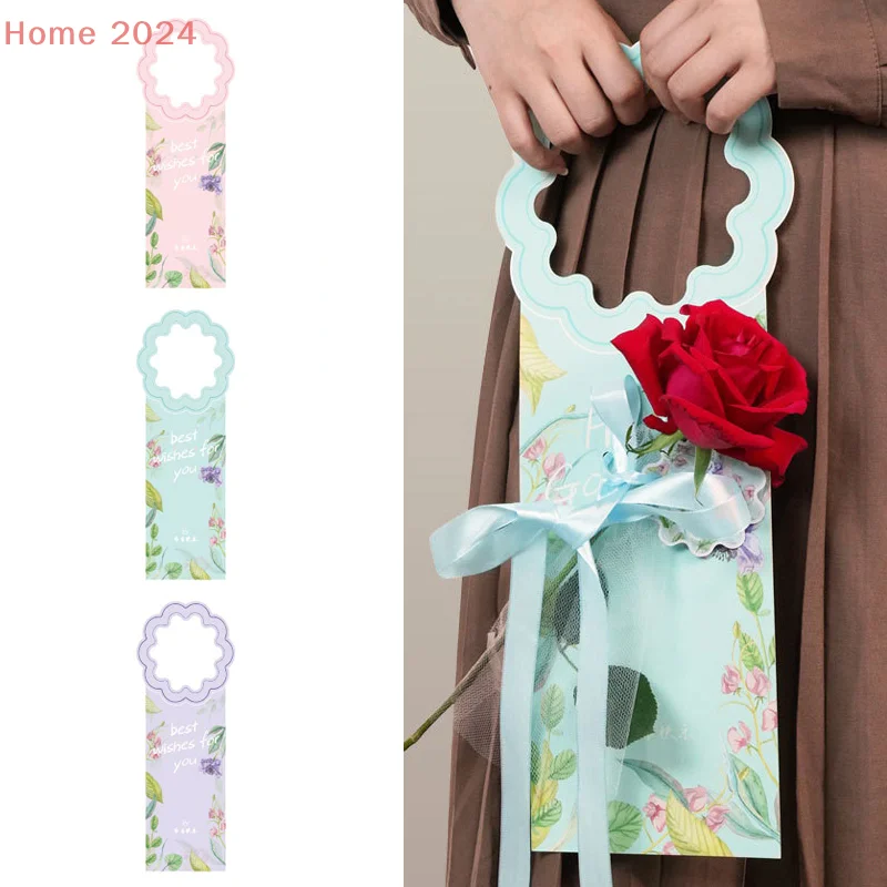 

5Pcs Single Flower Wrapper Handheld Flower Card Bouquet Wrapping Box Flower Arrangement Bag For Valentine's Day Mother's Day