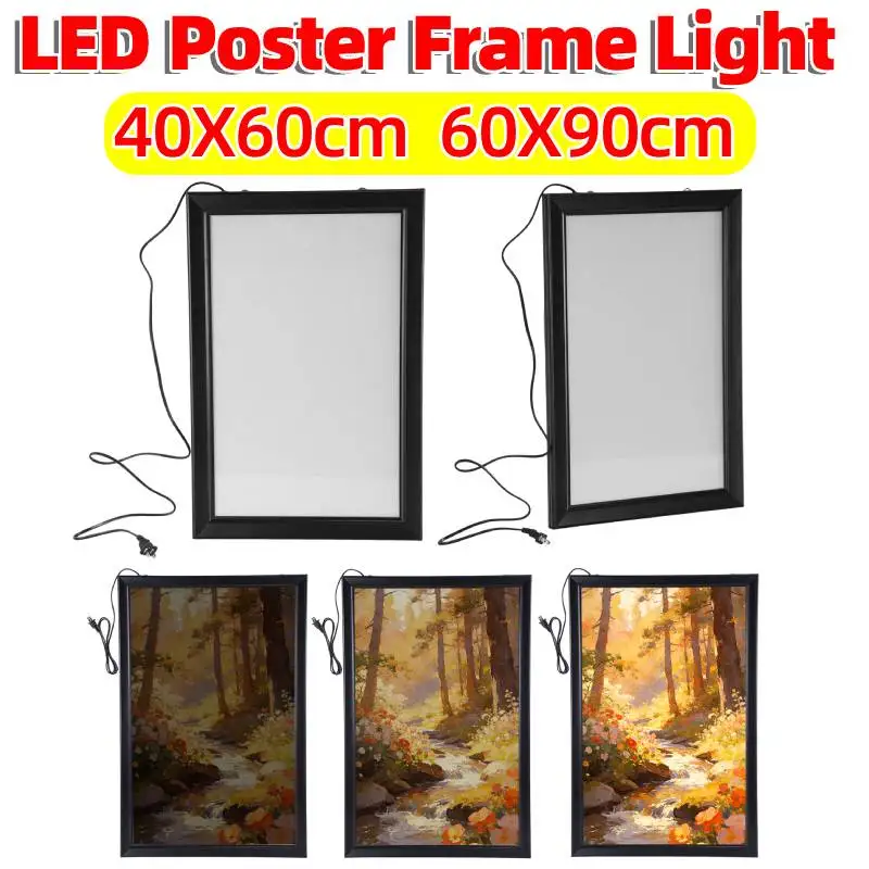 LED Movie Poster Frame Light with Dimmer Switch Wall Mounted LED Light Box for Paintings Pictures Digital Signage Display