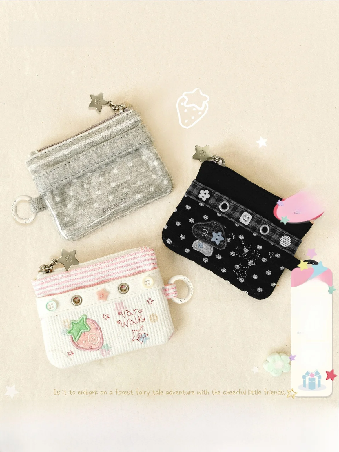 Cartera Corta Portátil para Mujer, Diseño Creativo y Lindo de la Marca Vanwalk Gulugulu, Alto Valor Estético, Regalo, Moneder...