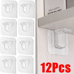 12/1pcs Adhesive Shelf Support Hooks Strong Load-Bearing Hook Punch-Free Partition Plate Holder Without Trace Bracket Home Tools