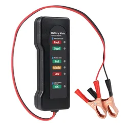 Battery Tester Automobile Motorcycle Battery Car Battery Testers ABS Red Yellow Green Display 12V Battery Level