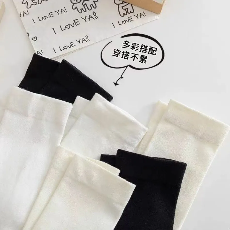 5 Paar Damensocken, mittlere Röhre, gestapelte Socken, einfarbig, flacher Boden, lässige Socken, schwarze und weiße Frühlings- und Herbstsocken – Detail 7
