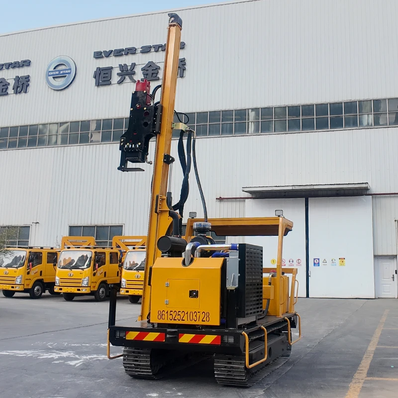 Solar Pile Driver with Telescopic Rail System