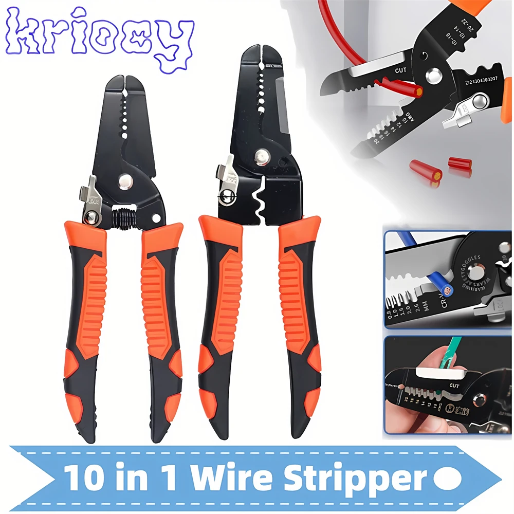 10 in 1 Wire Pliers Stripper Multifunctional Electrician Peeling Household Network Cable Wire Stripper Puller Stripper Tools