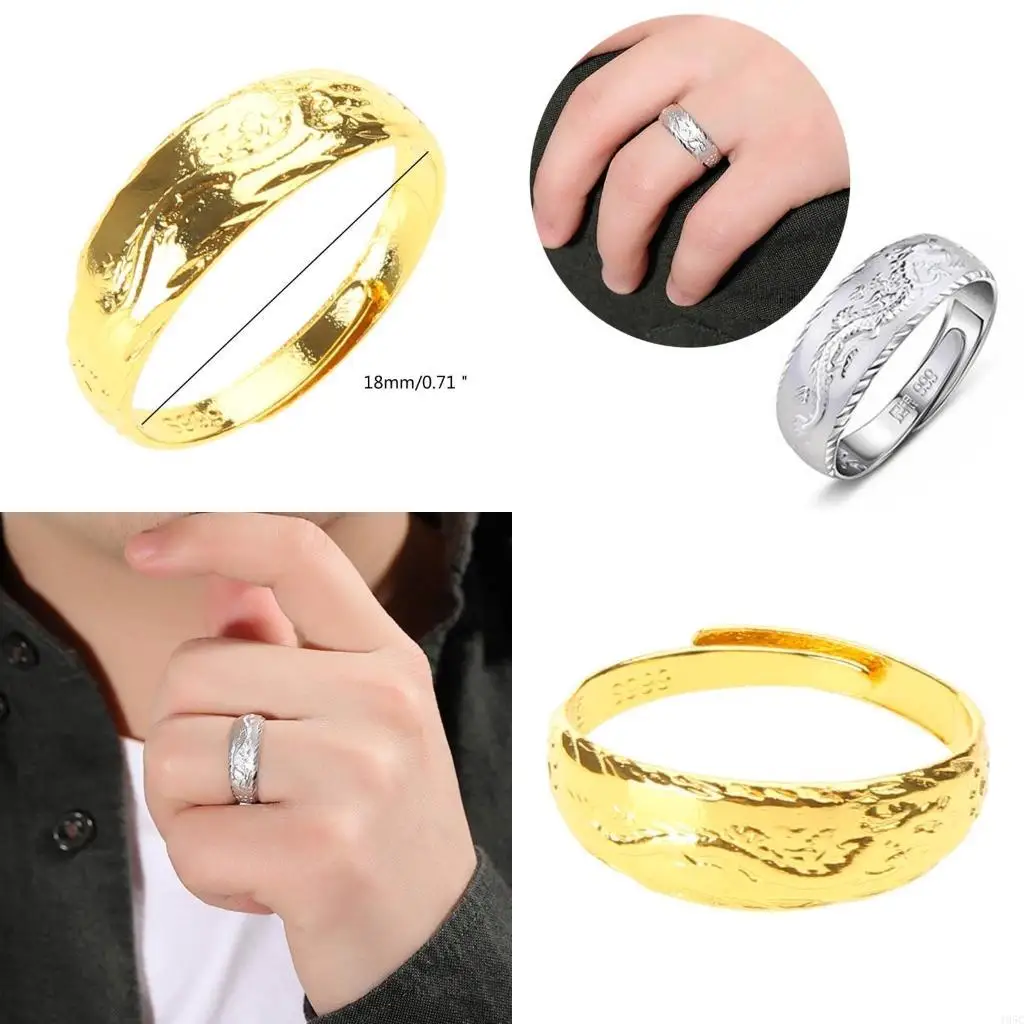 195C Fashionable Wedding Rings Adjustable Size Opening Rings Alloy Material for Man