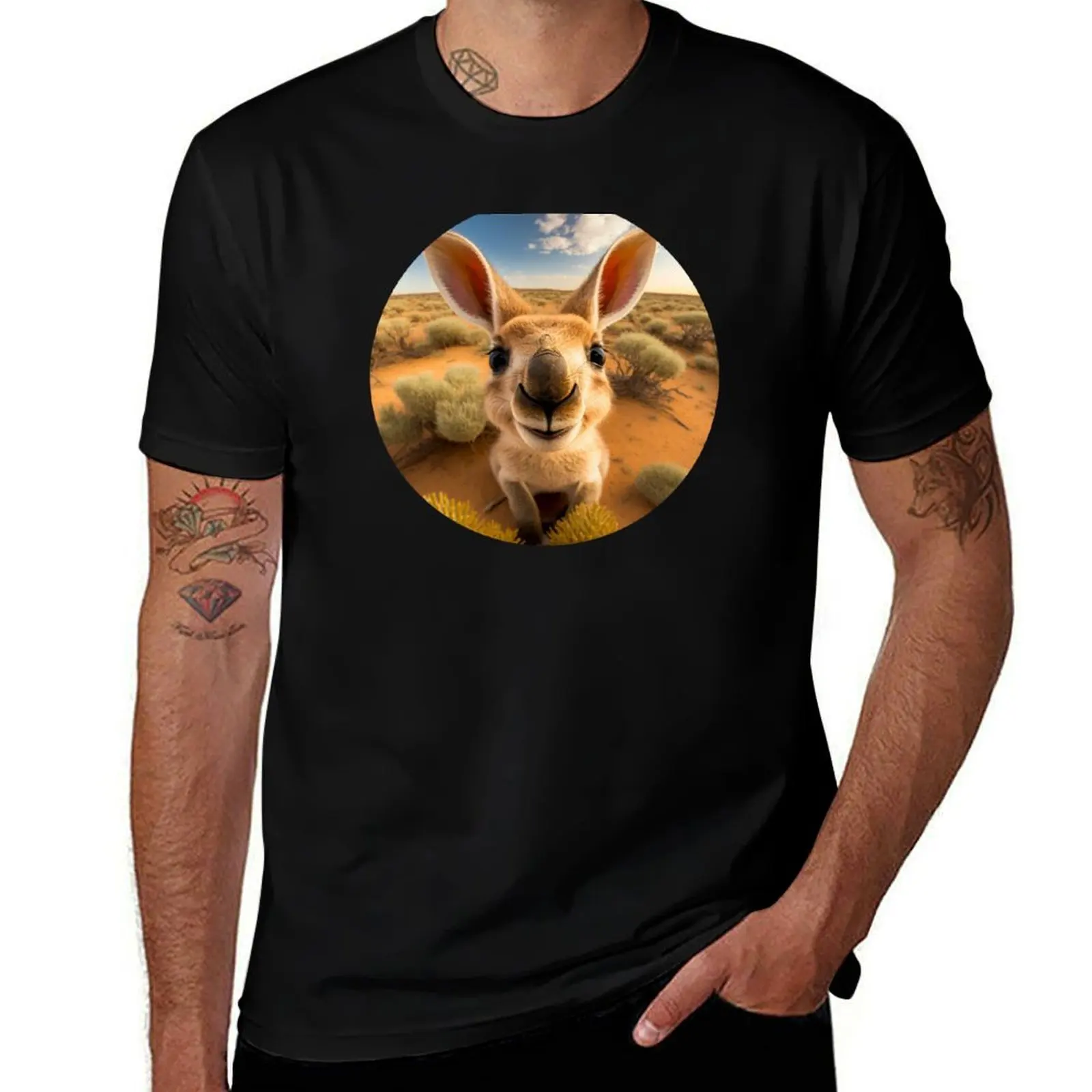 

Baby Kangaroo Selfie Digital Art T-Shirt cute tops croswit shirt man aesthetic clothes clothing for men