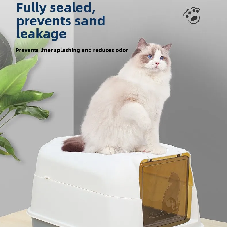 

Open Top Outward Fluing Anti-Spla Litter Box Toilet Square ape PP Plastic Material Cact Design Sand Pan