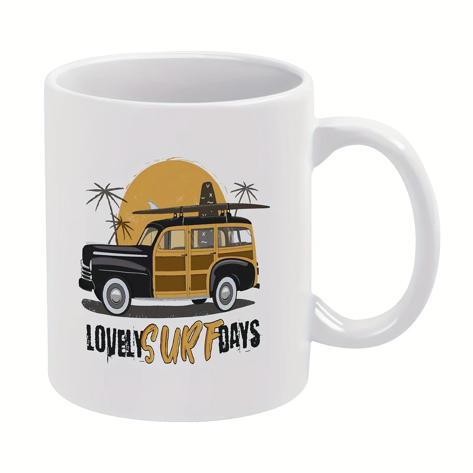 

Reusable Ceramic Coffee Mug, 11oz - Insulated Multipurpose Cup with Lovely Surf Days Design - Ideal for Coffee Lovers, Gift for