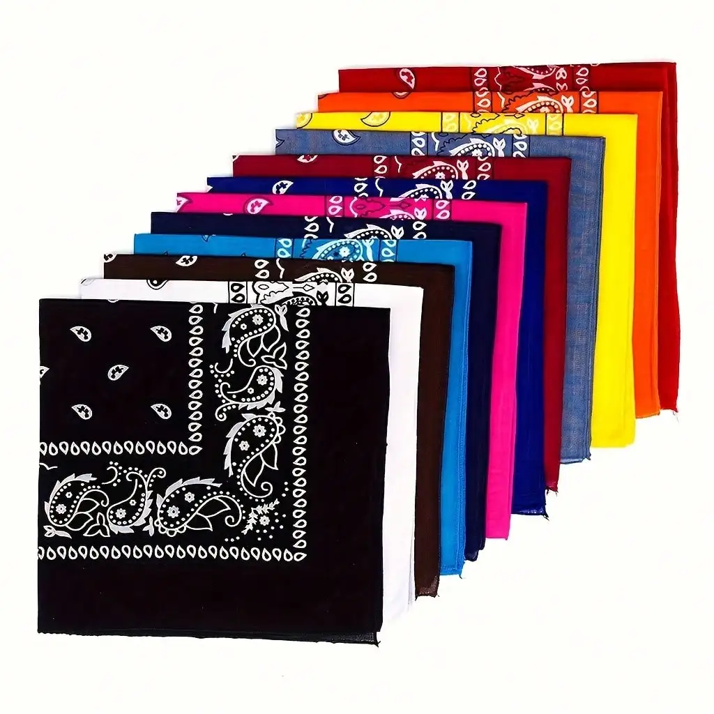 

12PCS Unisex Wide Checkered Headscarves - Soft Easy-Care, Hip-Hop/Muslim/Hijab/Motorcycle/Sports Use