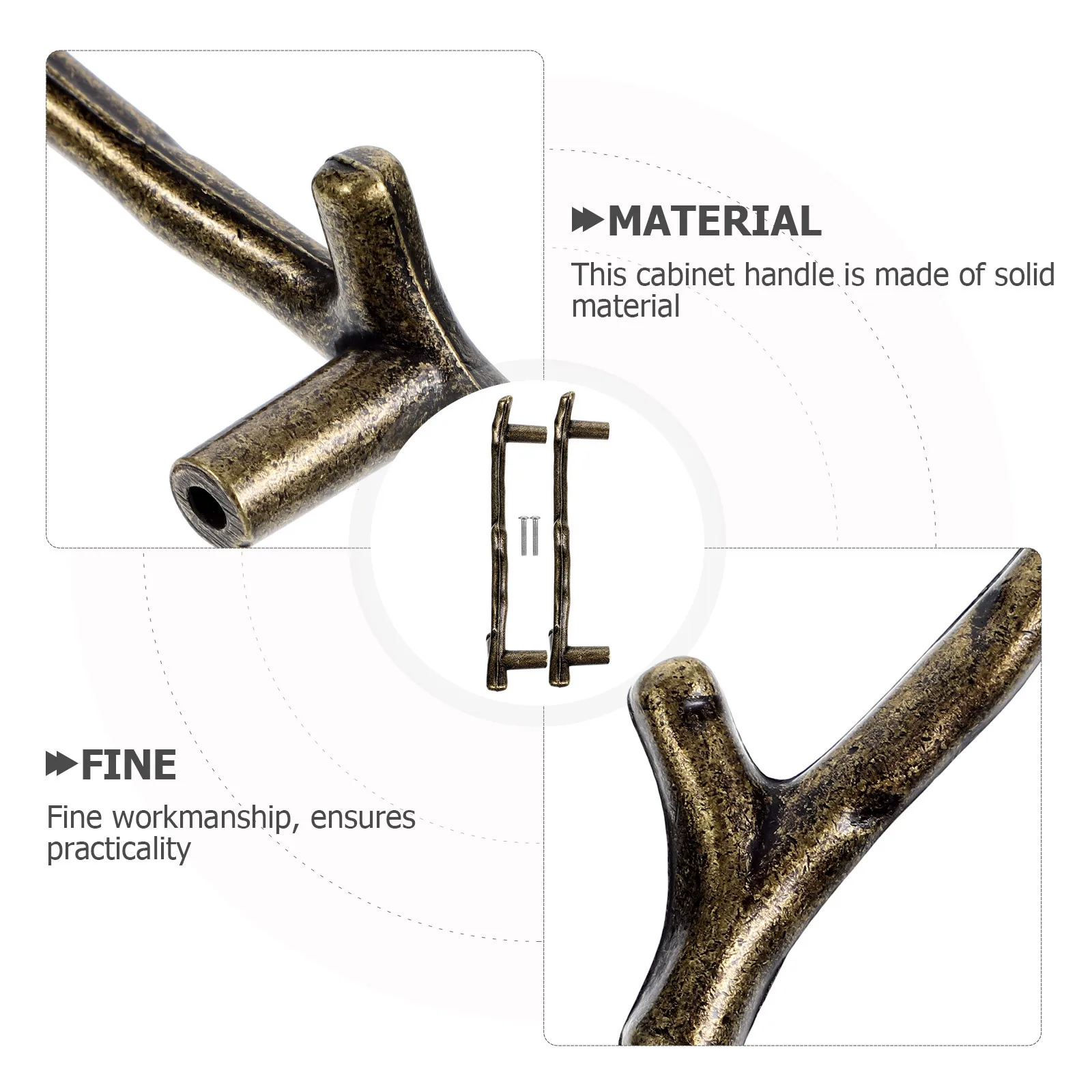 

2Pcs Branch Shaped Drawer Pulls Retro Single Hole Design Zinc Alloy Material for Cabinets Wardrobes Dressers Drawer Pulls