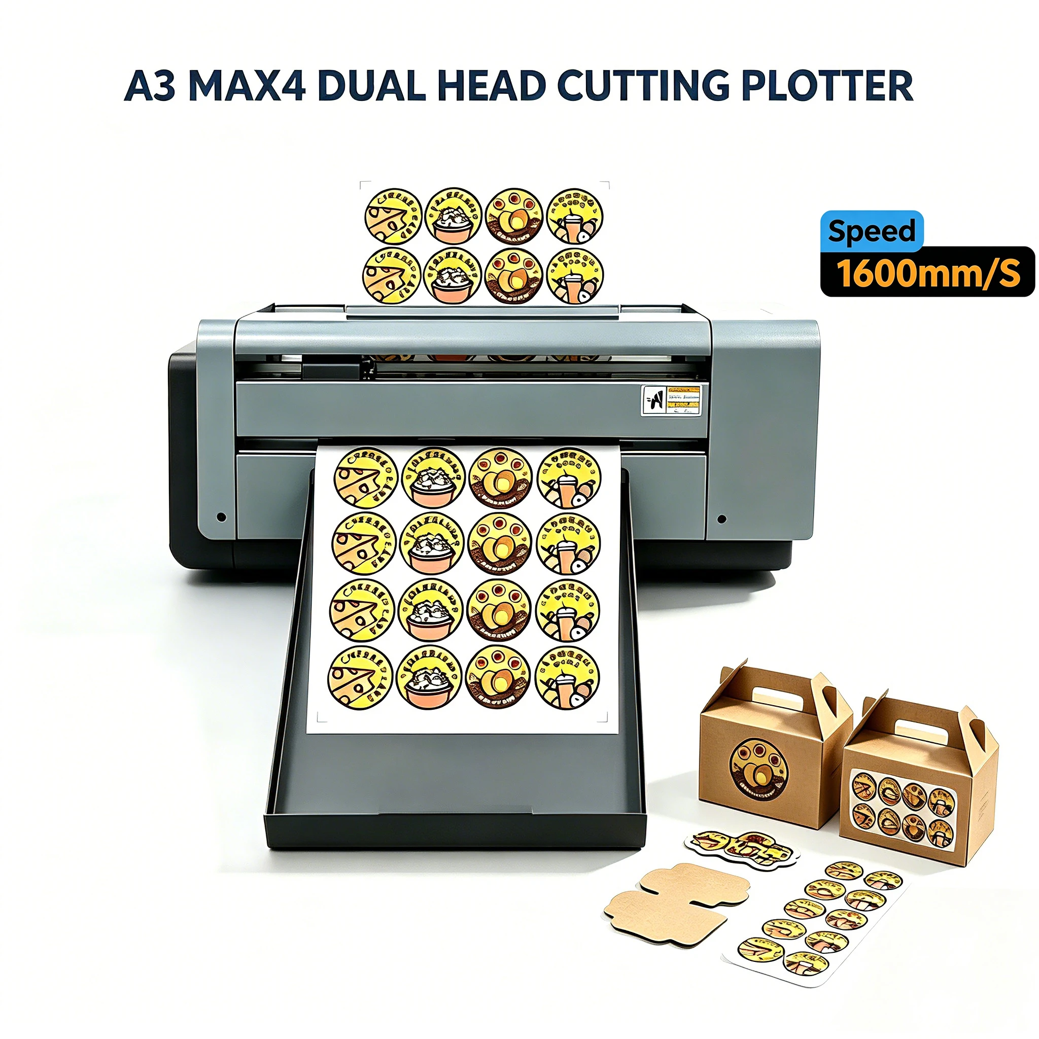A3MAX4 Dual Head Servo Motor Automatic Feeding Label Cutting Plotter Machine Digital Die Cutter