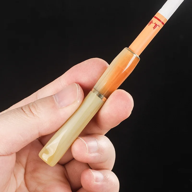 Reusable Cigarette Holder with Metal Accent Premium Horn-Like Tobacco Microfilter 6mm/8mm Cigarettes Pipes Smoking Accessories view 2