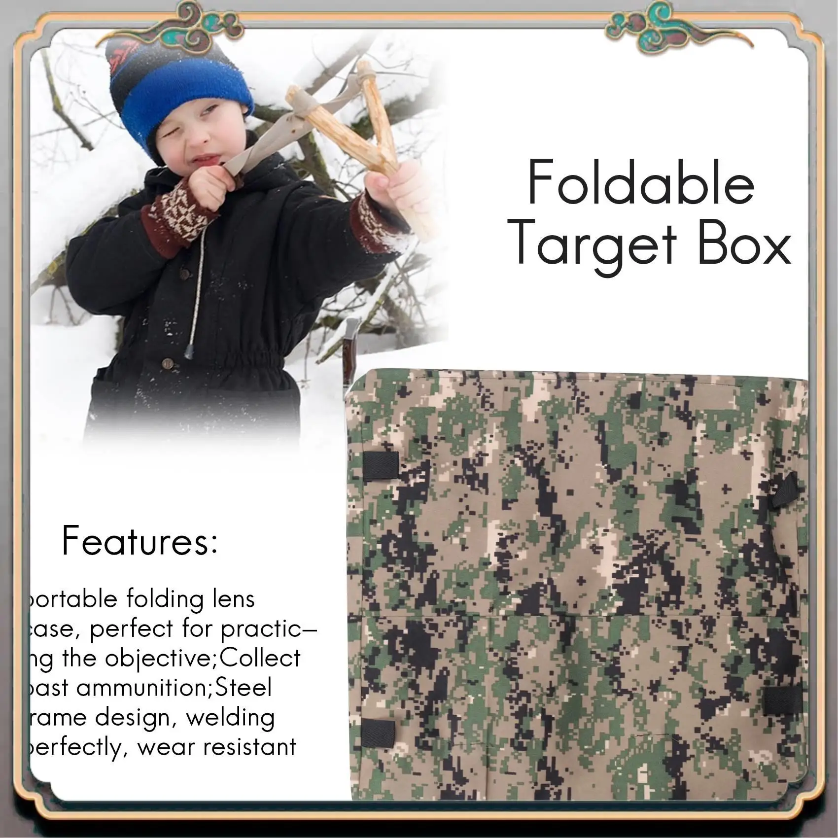 

Durable Foldable Target Box Aim Practice Tool Sling Shot Ammo Recycle Archery Target Case With Silicone Target Buffer Cloth