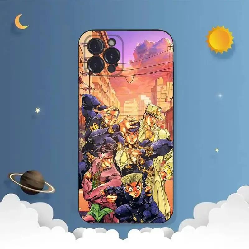 J-Jojo's Bizarre Adventure Phone Case For iPhone 11 12 Mini 13 14 PRO XS MAX X XR 6 7 8 Plus Black Shell